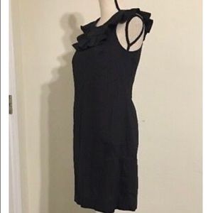 J CREW Ruffleneck dress, cotton, black, sz 6 G8385